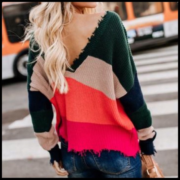 Vibrant Versatile Distressed Sweater - Picture 3 of 4